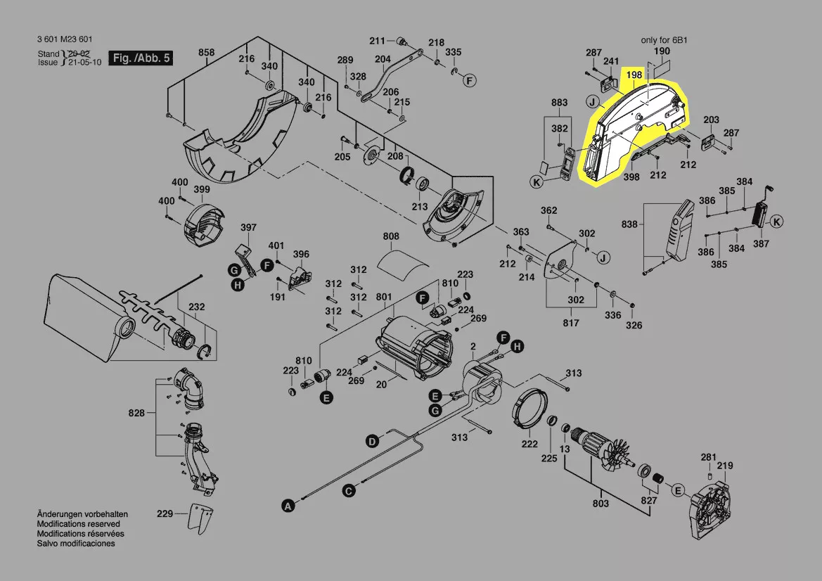 carter supérieur scie à onglet réf. 1 609 B04 411 Bosch